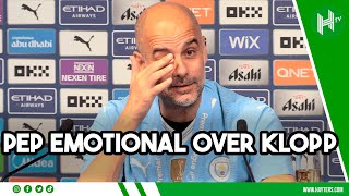 Pep CLOSE TO TEARS in response to Klopp’s praise after winning fourth title in a
