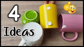 4 LINDAS IDEAS CON TAZAS ROTAS - Manualidades con reciclaje - Crafts with broken cups