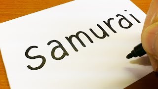 How to turn words SAMURAI（侍）into a Cartoon - How to draw doodle art on paper