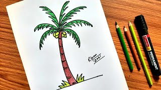 How to draw a COCONUT TREE 🌴 so easy way | নারকেল গাছ অঙ্কন |