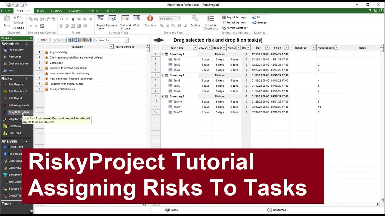Riskyproject Tutorial Assigning Risks To Tasks Youtube