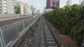 Cab view of the Mae Nam freight line in Bangkok