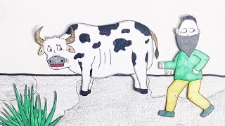 haha😂 poor cow #shorts#drawing#cartoon#story#xiaolindrawing#animation#art#animal#动漫#卡通#绘画#艺术#art