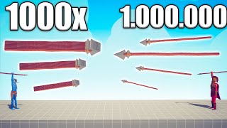 1.000.000 DAMAGE SPEAR THROWER vs 1000x OVERPOWERED UNITS - TABS | Totally Accurate Battle Simulator