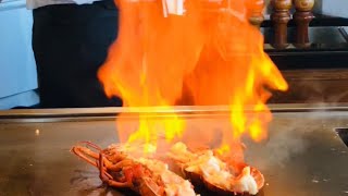 圧巻！伊勢海老の生命力と炎🔥 Vitality of live spiny lobster and flame