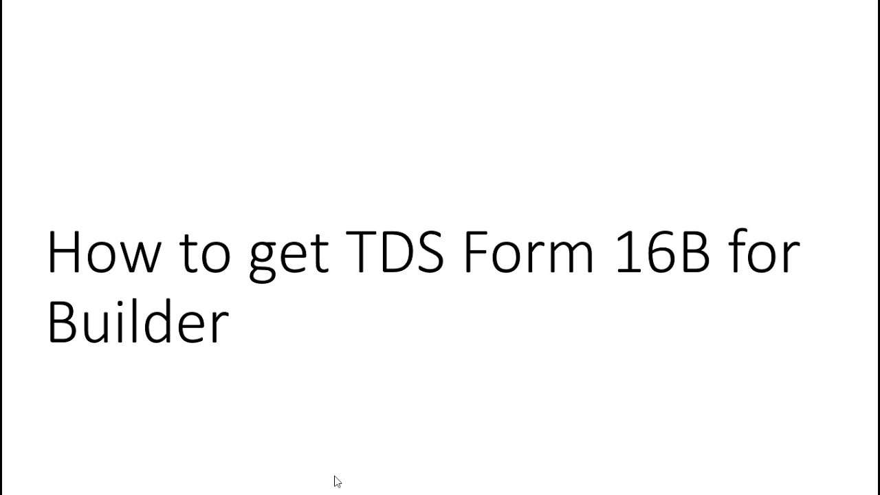 How To Get TDS Form 16 B - YouTube