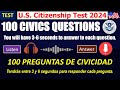 US Citizenship 2024 - Test 100 Civics Questions Random (100 preguntas de educación cívica al azar)