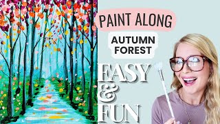 🍂🌳 Paint a Simple Autumn Forest | Easy Acrylic Painting Tutorial for Fall 🎨✨