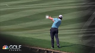 Adam Hadwin tosses club in lake after finding water | The Players Championship | Golf Channel