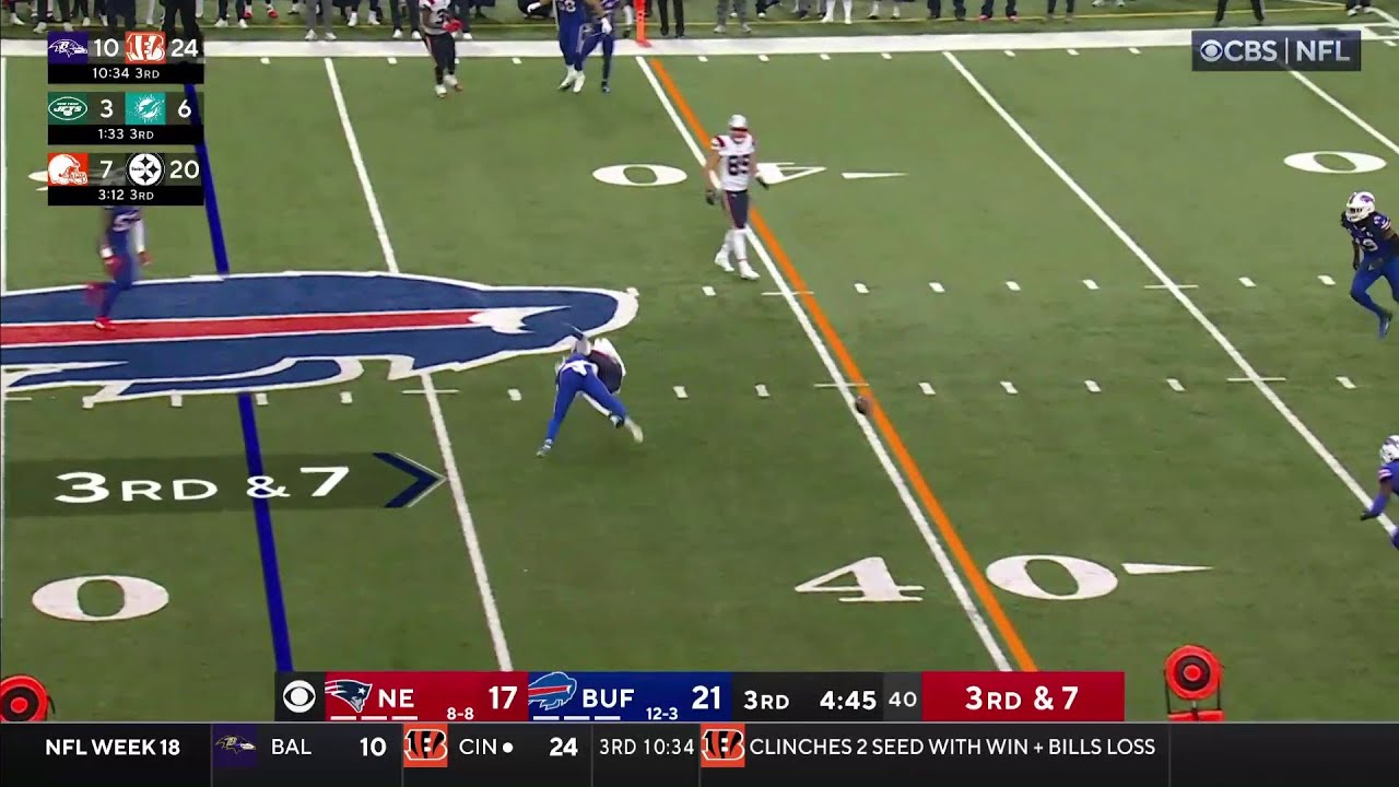 Bills Taron Johnson LEVELS Patriots Tyquan Thornton [HUGE HIT] - YouTube