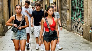 Summer in Barcelona: Beautiful Girls Strolling Through the City! | Ultimate Walking Tour Experience!