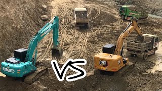 Kobelco vs Cat excavator best loading for work