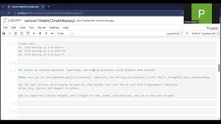 Python Math Library Tutorial | Log, exp(), sqrt(), pow() Explained | Guide)lecture11