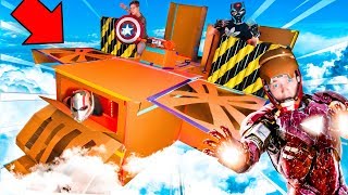 REAL LIFE AVENGERS PLANE BOX FORT! Iron Man, Black Panther & MORE!