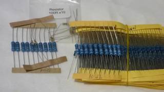 1W resistors size comparison to 1/4 (quarter) watt resistors for electronics by electronzap