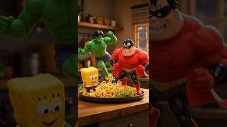 The excitement of noodles, Hulk dancing on the table