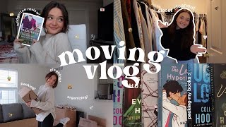 MOVING VLOG #1 📦 packing my books, home decor haul, bridgerton review, closet clean out + more!