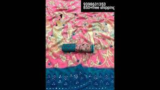 Chiffon sarees with embroidery work and foil mirrors with kalamkari print#9398631353#