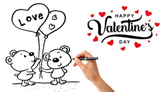 Valentines day easy drawing | Valentine's day special drawing step by step