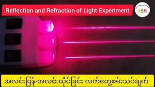 Reflection and Refraction of Light Experiment/ အလင်းပြန်- အလင်းယိုင်ခြင်း လက်တွေ့စမ်းသပ်ချက်