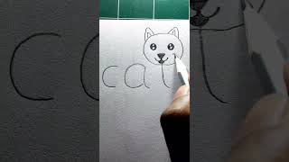 How to Draw a Cat Using the Word Cat | Very Easy!l #trendingshorts #drawing