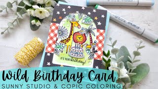 Wild Birthday Card | Sunny Studio Stamps | Copic Coloring a Boyish Birthday Card