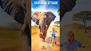 African Elephant Attack Cycling Boy In Forest Road #elephant #attack #animals #wildlife #elephants