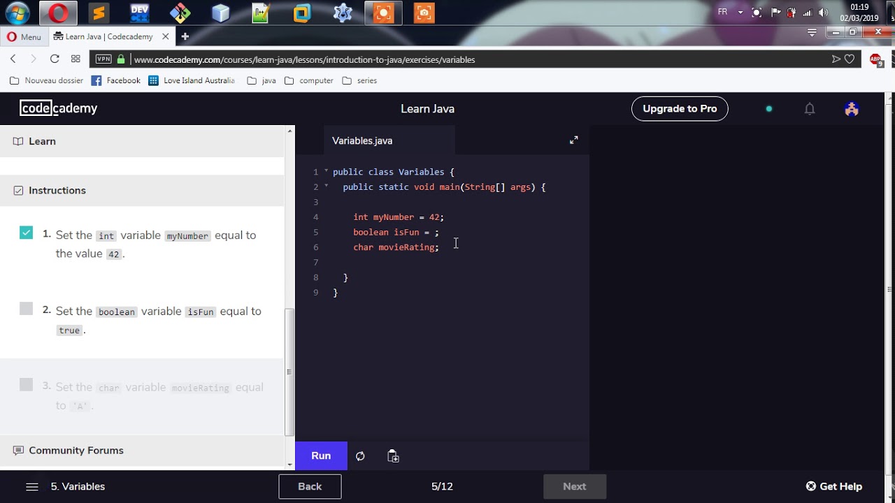 CodeAcademy : Java Lesson Variables - YouTube