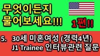 30세 미혼여성 (경력 4년) J1 Trainee 인터뷰 관련 질문_1탄