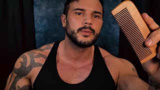 ASMR Safe Male Personal Attention (It's Okay My Friend) Face Brushing - Skin Tracing - Hair Combing