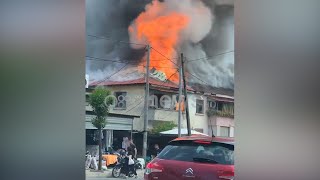 Tirane/ Zjarri përfshin katin e dytë të godinës në Institut, shikoni videon