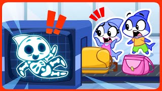 WOW! X-Ray Baby Shark Lost at the Airport Tale ✈️ | When Dad's Away | Cartoon & Nursery Rhymes