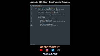 Leetcode 145. Binary Tree Postorder Traversal in Python | Python Leetcode | Python Coding Tutorial