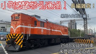 小R低聲怒吼！7501次貨物列車 永豐路平交道通過