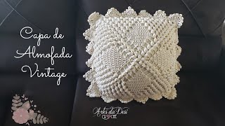 Capa de Almofada de Crochê ~ Vintage ~ Ponto Pipoca ~ ❤Artes da Desi❤