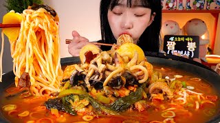 Mukbang:)🍜 Korean Spicy Noodles & Menbosha ☆ Big Bites :: ASMR :: Eatingshow ☆