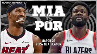 Miami Heat vs Portland Trail Blazers  Game Highlights | Mar 29 | 2024 NBA Season