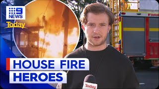 Neighbours rescue elderly couple from Queensland house fire | 9 News Australia