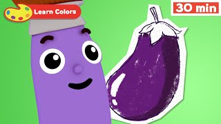 Learn Colors for Babies w Petey the Paintbrush | First words for kids | Red \u0026 Blue colors for kids