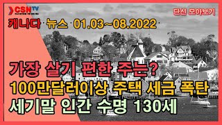 [캐나다 이슈픽] 캐나다에서 가장 살기 편안한 곳은? 100만달러 집있으면 세금 더 내야, 인간이 살수 있는 나이의 한계가 없다?