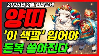 양띠 주목! 10억을 벌어다 주는 2월 운명바뀐다! 대박 양띠운세 2025년 양띠 운세 55년생 67년생 79년생 91년생 03년생 양띠운세 재물운 재물복