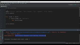 Delete item from a dictinary while iterating over it PYTHON