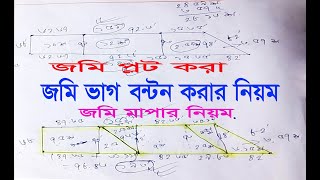 জমি প্লট করা। জমি ভাগ-বন্টন করা, জমি কালি করা। land measurement,  অংশ মোতাবেক জমি ভাগ করা।