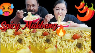 Chicken Thukpa with Extra Spicy🌶🌶 Big Bowl 😋   Mukbang ll Husband \u0026 Wife ❤