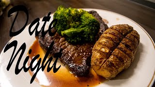 A STEAK DINNER - Steak, Potatoes and Broccoli