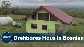 HAUSKARUSSELL: Ein 72-Jähriger Bosnier hat sein Eigenheim auf eine rotierende Achse gestellt