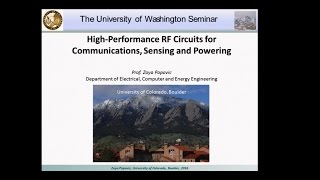 UWEE Research Colloquium: October 4, 2016 - Zoya Popovic, University of Colorado, Boulder