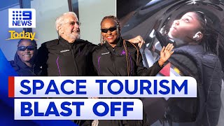 Virgin Galactic launches first tourists flight to edge of space | 9 News Australia