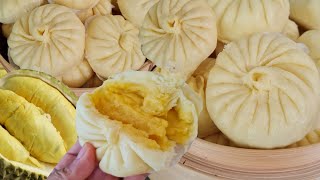 How to make steamed buns Durian custard filling  ชาลาเป้าไส้ทุเรียน ຊາລາເປົາໄສ້ຖົ່ວລຽນ