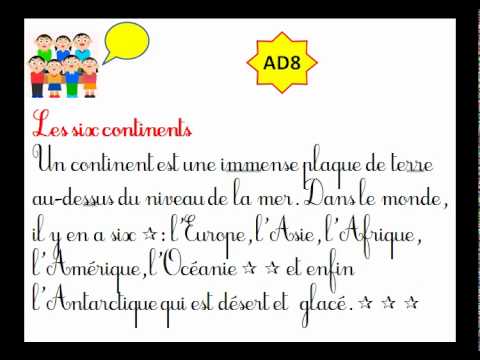 AD8 Autodictée "Les Six Continents" - YouTube